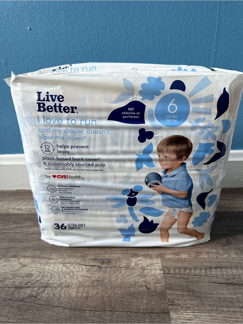 Kids Size 6 Diapers - Blue (36 Count)